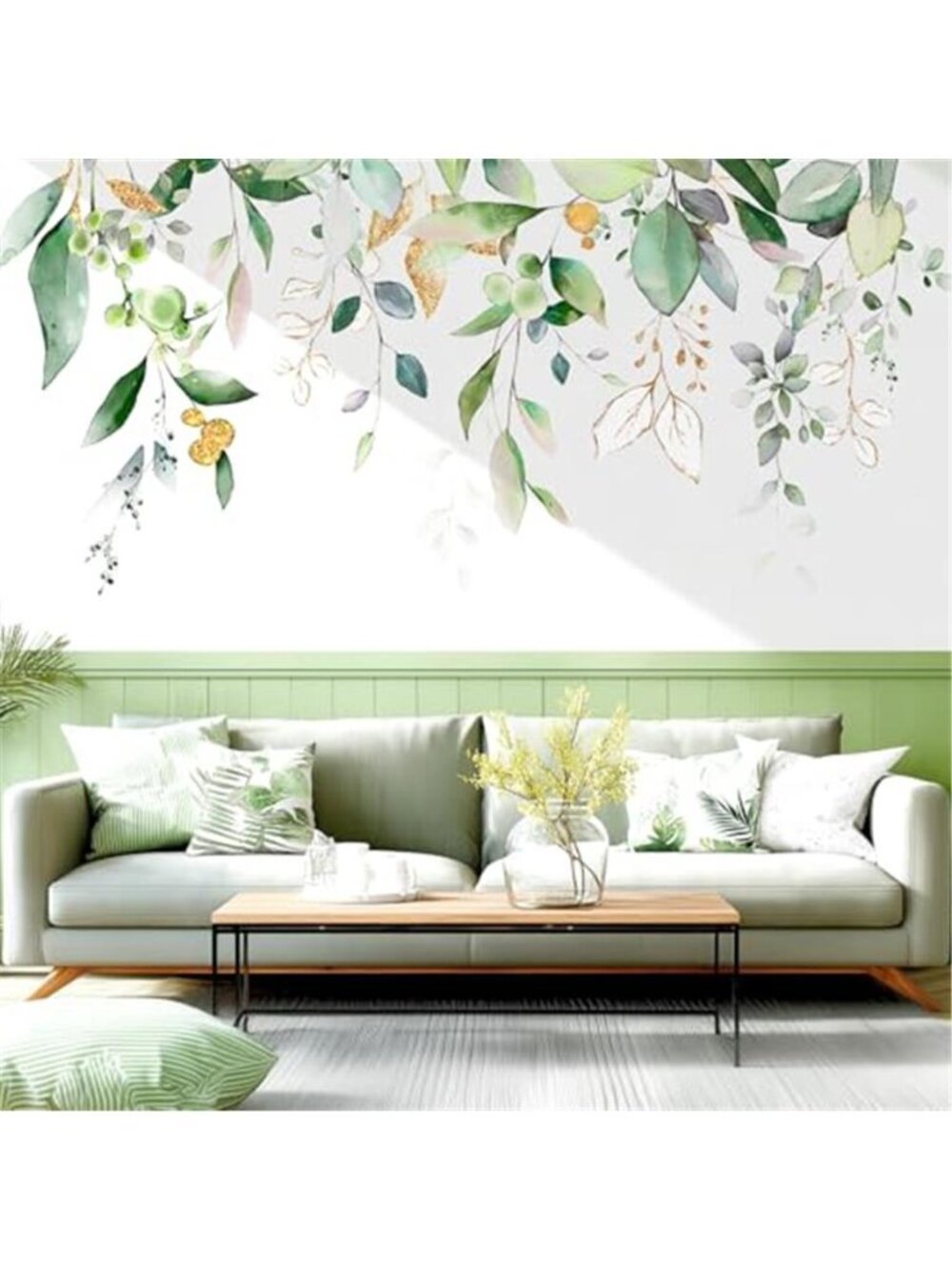 Green Plant Wall Decals Peel Stick Leaf Vine Wall Stickers Bedroom Decor Art